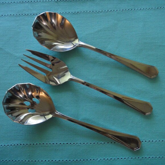 Retroneu DEVON Flatware 3 Pc Serving Set 2 Spoons 1 Fork - Picture 1 of 7